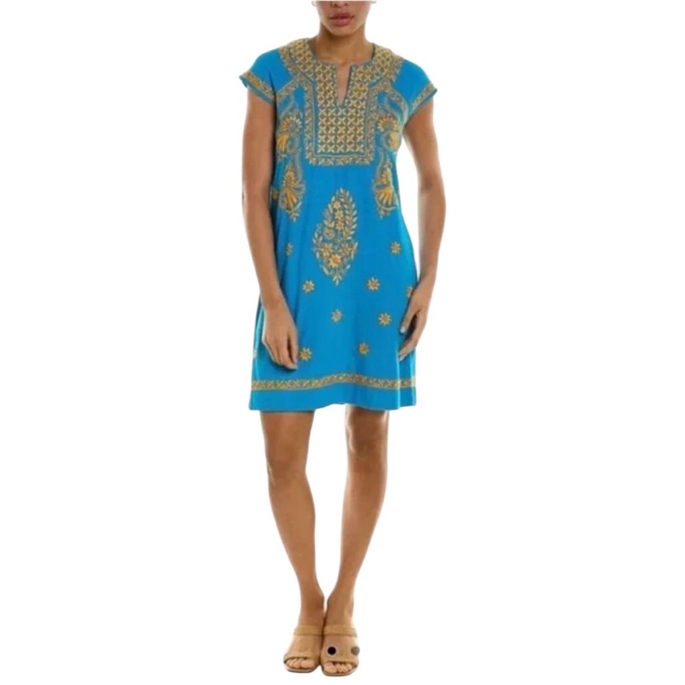 Roller Rabit "Faith" Blue w/Marigold
Yellow Embroidery Shift Dress size Large
